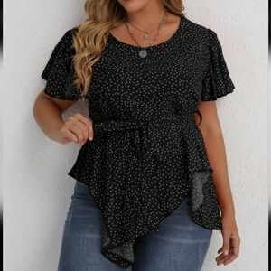 SHEIN: Plus Size 3X Black & White Polka Dot Top. Brand New and Unused
